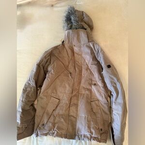 686 Men's Tan Ski/Snowboard Down Jacket with Fur Hood